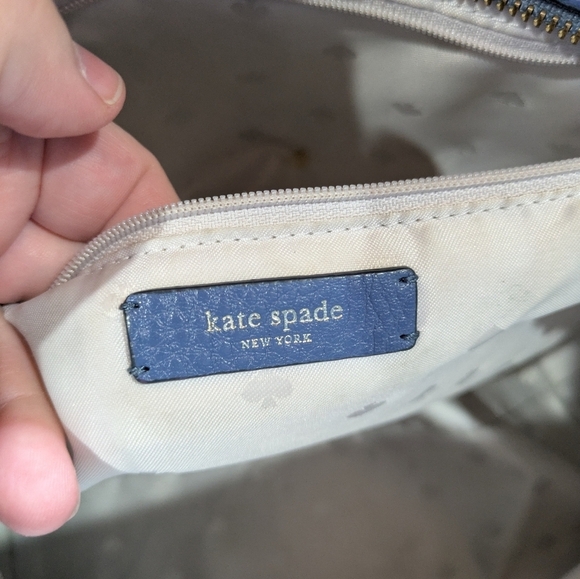 Kate Spade Blue Pebbled Leather Satchel Tote Bag - Picture 15 of 16